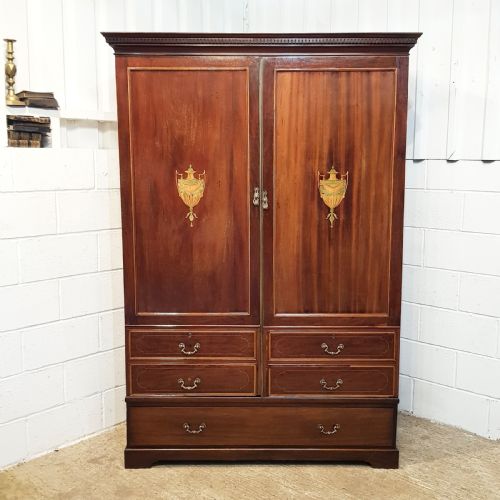 fig 2. ANTIQUE LATE 18TH CENTURY INLAID MAHOGANY DOUBKE WARDROBE C1790