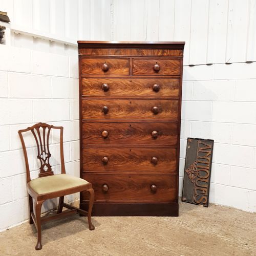 Antique Victorian Mahogany Tall Alcove Chest of Drawers C1880