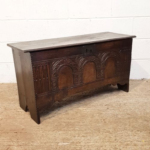 fig 2. ANTIQUE 18TH CENTURY CARVED & JOINED OAK COFFER C1780