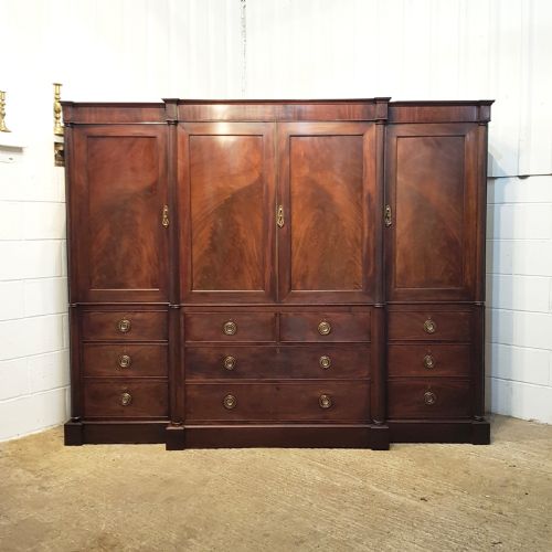 fig 1. ANTIQUE REGENCY MAHOGANY BREAKFRONT FOUR DOOR WARDROBE C1820