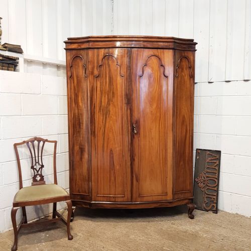 Antique 19th Century French Bow Front Walnut Armoire C1880