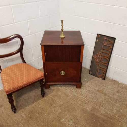 fig 2. ANTIQUE REGENCY MAHOGANY TAMBOR FRONT BEDSIDE CABINET C1820