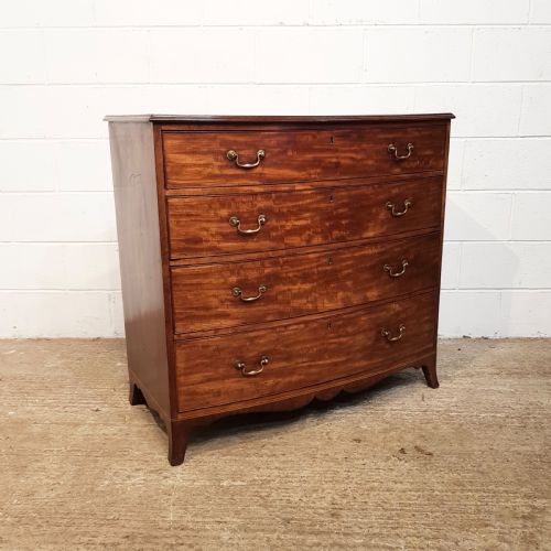 fig 1. ANTIQUE REGENCY MAHOGANY BOW FRONT CHEST OF DRAWERS C1820