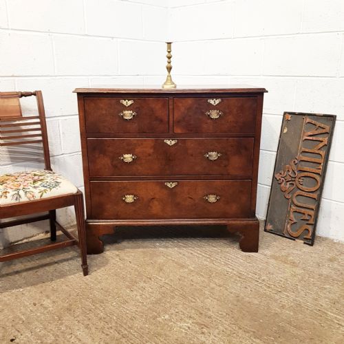 Antique Victorian Walnut and Oak Dwarf Chest of Drawers C1850