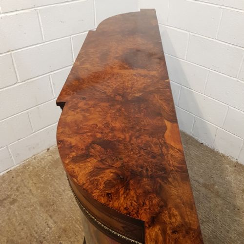 fig 2. ANTIQUE VICTORIAN BURR WALNUT SERPENTINE GLAZED CREDENZA C1880