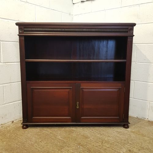 fig 1. ANTIQUE VICTORIAN MAHOGANY OPEN BOOKCASE ON CUPBOARD C1880