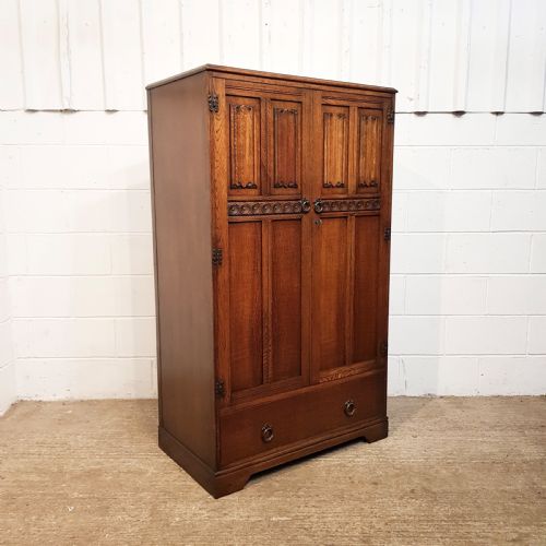 fig 2. ANTIQUE OAK LINEN FOLD TALLBOY C1920