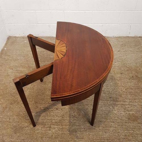 fig 1. ANTIQUE REGENCY INLAID MAHOGANY FOLD OVER GAMES TABLE C1820