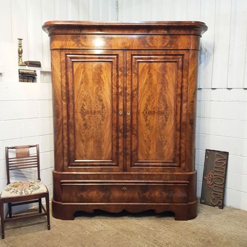 Superb Antique 19th Century Biedermeier Mahogany  Large Wardrobe C1860