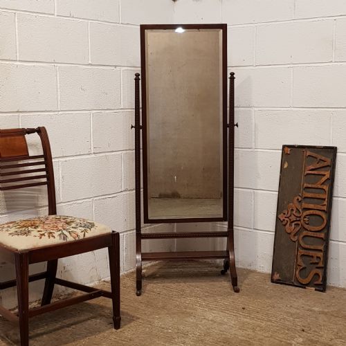 Antique Edwardian Mahogany Cheval Mirror C1900