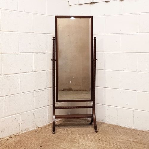 fig 2. ANTIQUE EDWARDIAN MAHOGANY CHEVAL MIRROR C1900