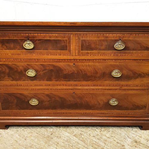 fig 1. ANTIQUE EDWARDIAN INLAID MAHOGANY CHEST OF DRAWERS C1900