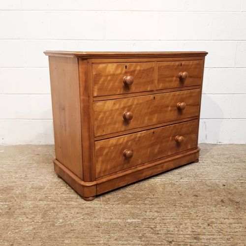 fig 1. ANTIQUE VICTORIAN SATINWOOD CHEST OF DRAWERS C1880