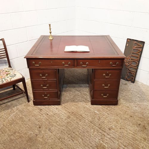 Antique Late Victorian Mahogany Partners Desk C1890