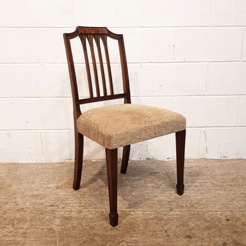 fig 1. ANTIQUE SET OF SIX EDWARDIAN INLAID MAHOGANY DINING CHAIRS WHEATSHEAF DESIGN C1900