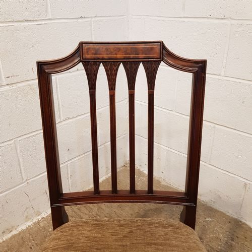 fig 2. ANTIQUE SET OF SIX EDWARDIAN INLAID MAHOGANY DINING CHAIRS WHEATSHEAF DESIGN C1900