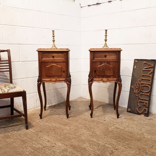Antique Pair 19th Century French Walnut Bedside Tables C1880