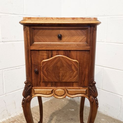 fig 1. ANTIQUE PAIR 19TH CENTURY FRENCH WALNUT BEDSIDE TABLES C1880