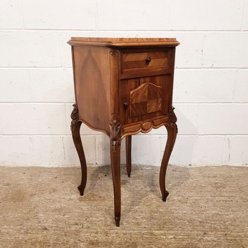 fig 2. ANTIQUE PAIR 19TH CENTURY FRENCH WALNUT BEDSIDE TABLES C1880