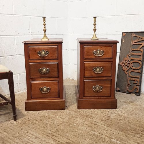 Antique Pair Victorian Walnut Bedside Chest of Drawers C1880