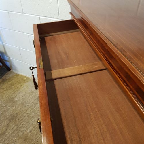 fig 2. ANTIQUE LATE VICTORIAN MAHOGANY INLAID CHEST OF DRAWERS C1890