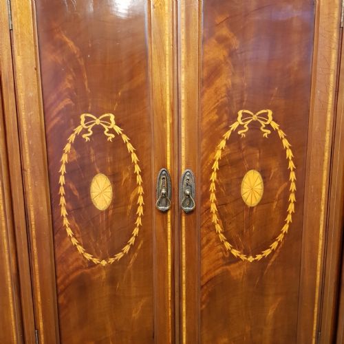 fig 2. ANTIQUE EDWARDIAN INLAID MAHOGANY SENTRY BOX WARDROBE C1900