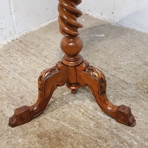 fig 1. ANTIQUE VICTORIAN INLAID BURR WALNUT TRIPOD GAMES TABLE C1880