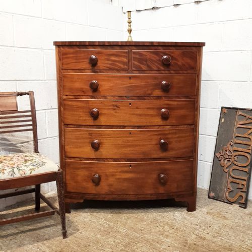 Antique Victorian Mahogany Bow Front Chest of Drawers C1880