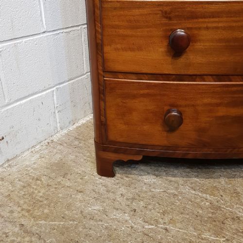 fig 1. ANTIQUE VICTORIAN MAHOGANY BOW FRONT CHEST OF DRAWERS C1880