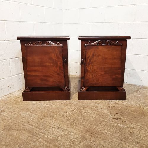 fig 2. ANTIQ PAIR WILLIAM 1V MAHOGANY BEDSIDE CABINETS C1830