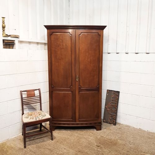 Antique Edwardian Mahogany Bow Front Doubke Wardrobe by Maples & Co.c1910
