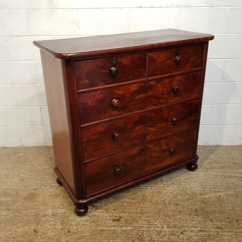 fig 1. ANTIQUE VICTORIAN FLAMED MAHOGANY CHEST OF DRAWERS C1880