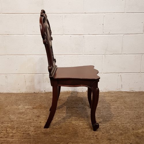 fig 1. ANTIQUE PAIR VICTORIAN MAHOGANY SHIELD BACK HALL CHAIRS C1880