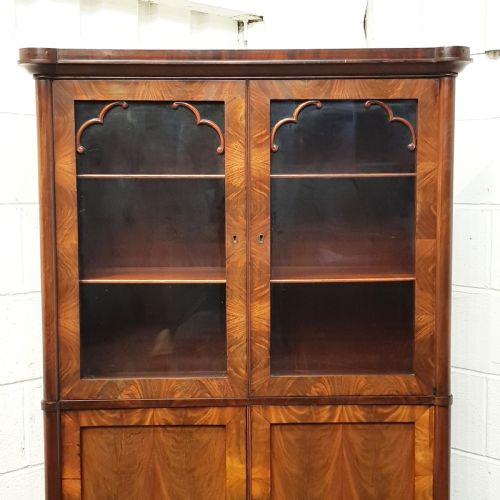 fig 2. ANTIQUE BIEDERMEIER MAHOGANY BOOKCASE ON CUPBOARD C1860