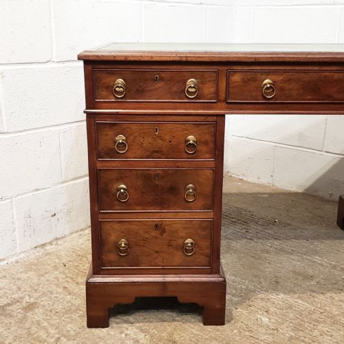 fig 2. ANTIQUE VICTORIAN WALNUT & BURR WALNUT PEDESTAL DESK C1880