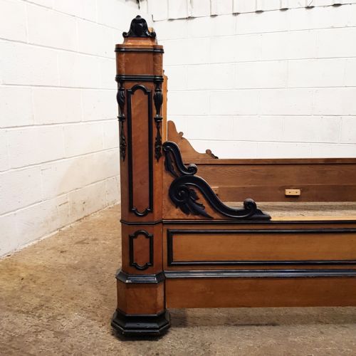 fig 1. SUPERB ANTIQUE FRENCH 19TH CENTURY SATINWOOD DOUBLE BED C1880
