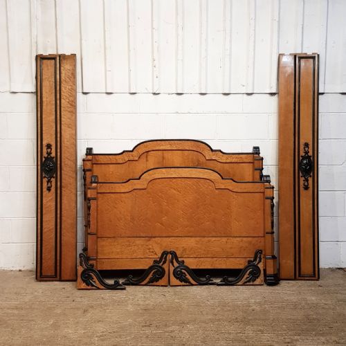 fig 2. SUPERB ANTIQUE FRENCH 19TH CENTURY SATINWOOD DOUBLE BED C1880