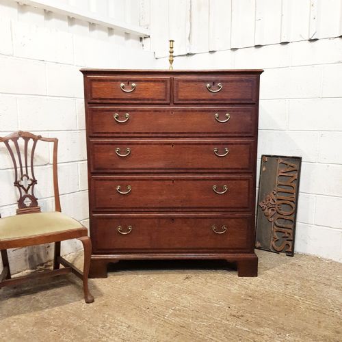 Antique 18th  Century Oak & Mahogany Chest of Drawers C1780