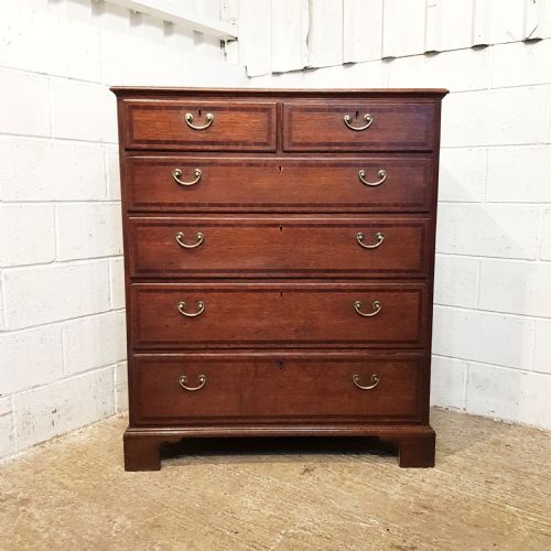 fig 1. ANTIQUE 18TH CENTURY OAK & MAHOGANY CHEST OF DRAWERS C1780