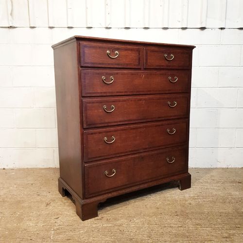 fig 2. ANTIQUE 18TH CENTURY OAK & MAHOGANY CHEST OF DRAWERS C1780