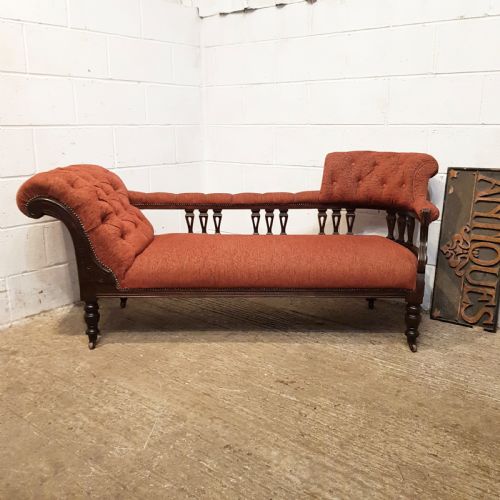 Antique Late Victorian Mahogany Show Frame Chaise Longue C1890