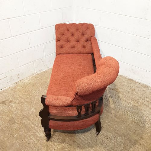 fig 2. ANTIQUE LATE VICTORIAN MAHOGANY SHOW FRAME CHAISE LONGUE C1890