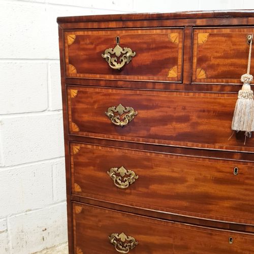 fig 2. ANTIQUE REGENCY INLAID MAHOGANY BOW FRONT CHEST OF DRAWERS C1820