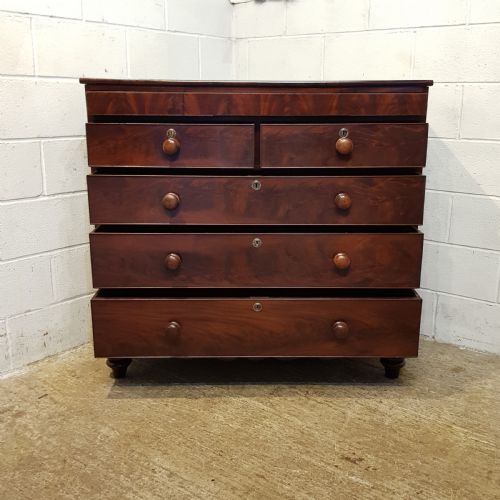 fig 2. ANTIQUE EARLY VICTORIAN MAHOGANY CHEST OF DRAWERS WITH SECRET DRAWER C1850