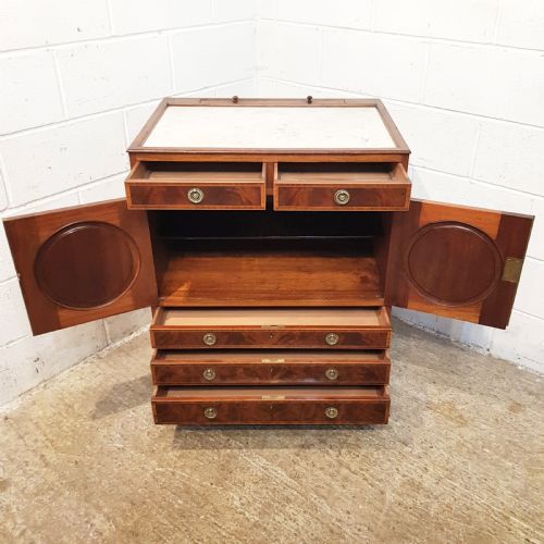 fig 1. ANTIQUE REGENCY INLAID MAHOGANY MARBLE TOP WASHSTAND with hidden mirror c1820