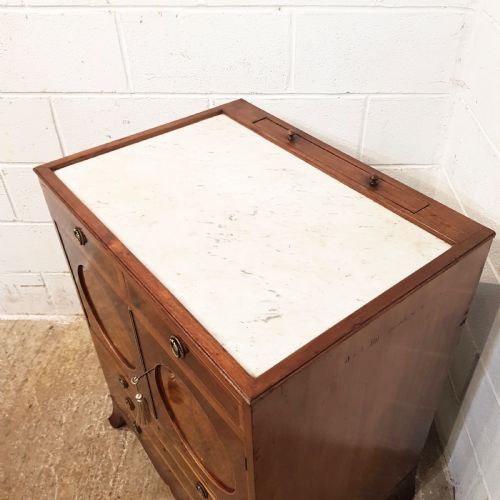 fig 2. ANTIQUE REGENCY INLAID MAHOGANY MARBLE TOP WASHSTAND with hidden mirror c1820