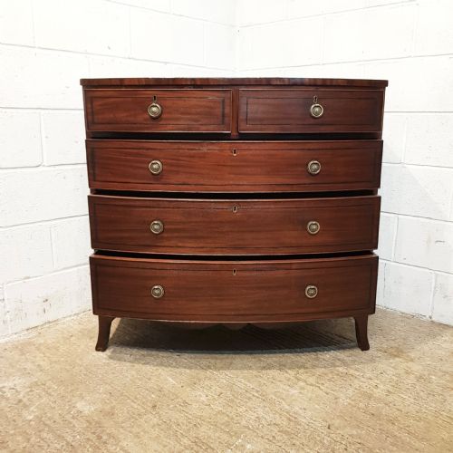 fig 1. ANTIQUE 18TH CENTURY MAHOGANY BOW FRONT CHEST OF DRAWERS C1780
