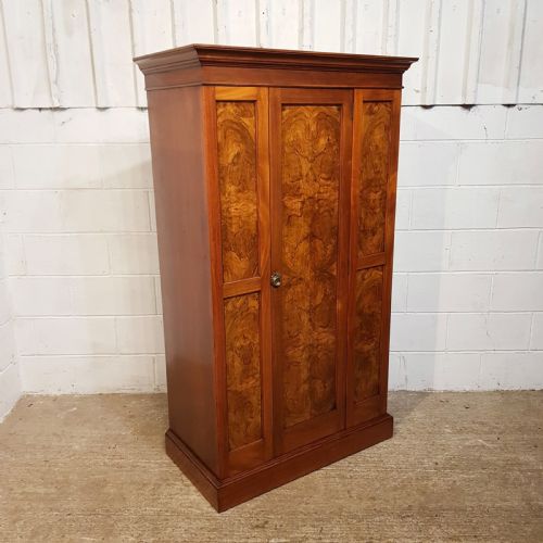 fig 1. ANTIQUE LATE VICTORIAN BURR WALNUT SINGLE WARDROBE C1890