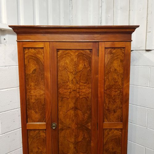 fig 2. ANTIQUE LATE VICTORIAN BURR WALNUT SINGLE WARDROBE C1890