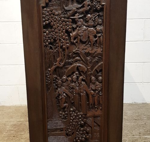 fig 1. ANTIQUE ORIENTAL CARVED MAHOGANY OPEN BOOKCASE C1900